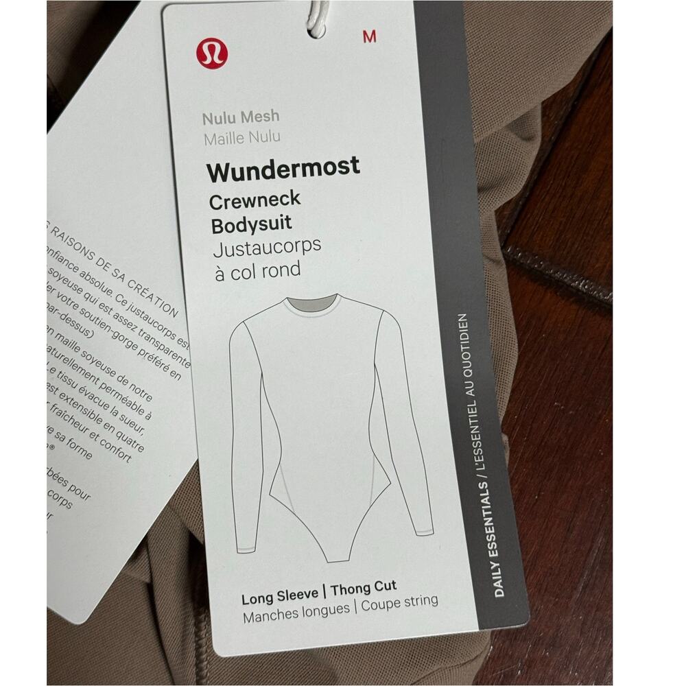 Lululemon Crew Neck Bodysuit Nulu Mesh Long Slv Thong Cut Size M W3HQVS NWT - Picture 4 of 13